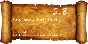Stefanov Bálint névjegykártya